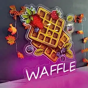 meyveli waffle görselli neon led tabela kafe ve waffle dükkanı için