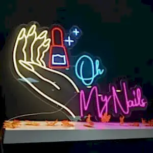 my nails yazılı el ve oje figürlü neon led tabela güzellik salonu için özel tasarım
