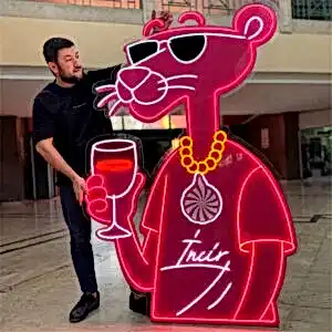 Pembe Panter Neon Led Tabela