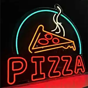pizza dilimi ikonlu kırmızı yazılı neon led pizza tabelası
