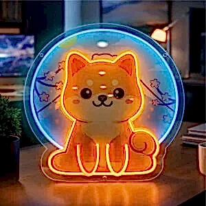 sanatsal neon led kedi figürü ortam içinde kullanım